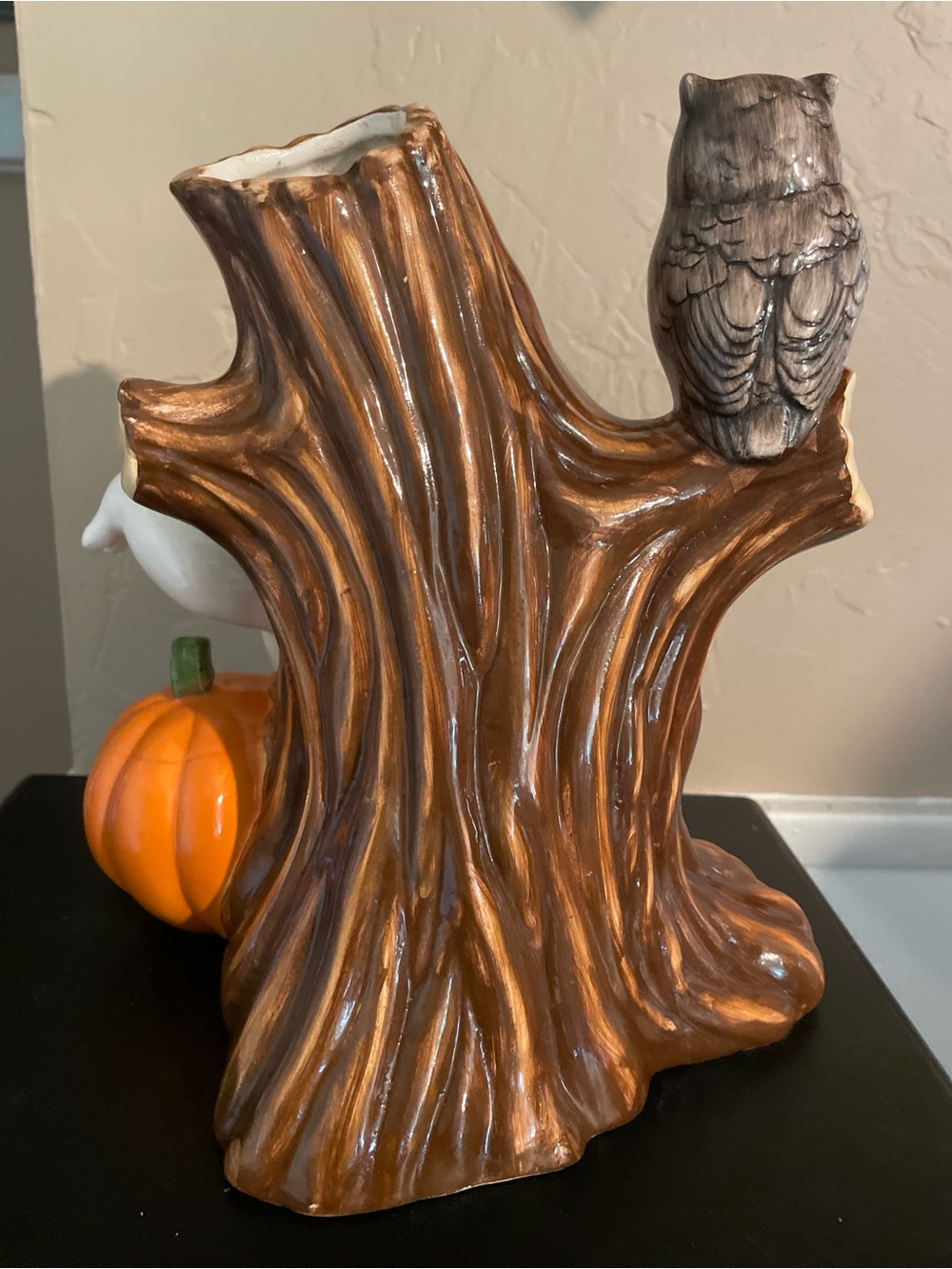 Vintage Hallmark White Ghost with Orange Pumpkin and Brown Tree Accent - Picture 7 of 8